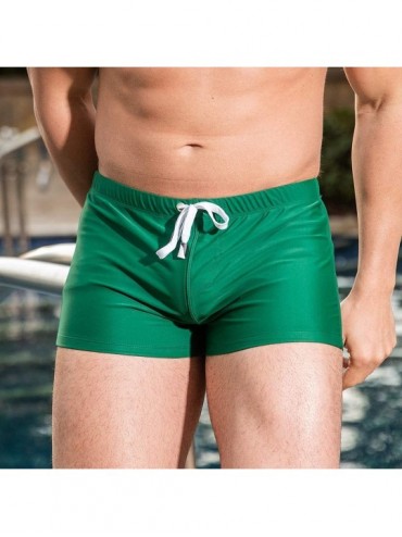 Briefs Mens Swim Trunks Sexy Swimsuits Swimming Shorts Square-Cut Bathing Suits for Men(AM8161DarkGreenS) - CE194HIEW9C $19.22