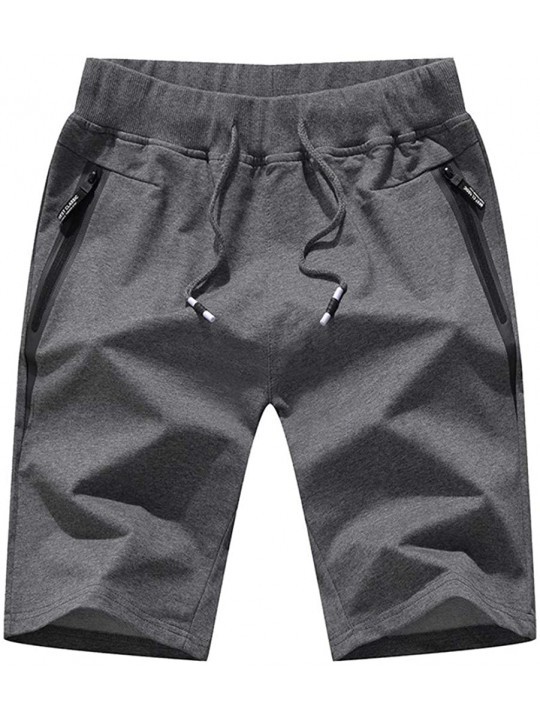 Trunks Men's Plus Size （M-4XL） Summer Knitted Sports Beach Shorts Pure Color Cotton Pocket Casual Workout Pants - Dark Gray -...