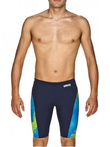 Racing Mens Palm Forest MaxLife Panel Jammer Swimsuit - Navy - Blue - Green - C918TMLYXWH $55.35