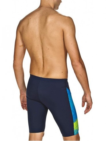 Racing Mens Palm Forest MaxLife Panel Jammer Swimsuit - Navy - Blue - Green - C918TMLYXWH $29.92