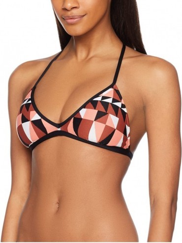 Tops Women's Triangle Bikini Top Swimsuit with Adjustable Racerback - Jagged Geo Burnt Amber - C5186OSEWTY $49.28