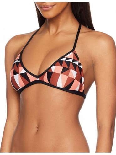 Tops Women's Triangle Bikini Top Swimsuit with Adjustable Racerback - Jagged Geo Burnt Amber - C5186OSEWTY $22.88