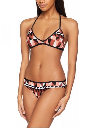 Tops Women's Triangle Bikini Top Swimsuit with Adjustable Racerback - Jagged Geo Burnt Amber - C5186OSEWTY $22.88
