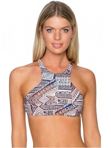 Tops Women's Hollywood High Neck Bikini Top with Removable Cups Printed - Serengeti - C712O2GEJTH $85.75