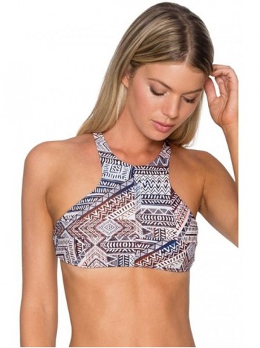 Tops Women's Hollywood High Neck Bikini Top with Removable Cups Printed - Serengeti - C712O2GEJTH $88.88