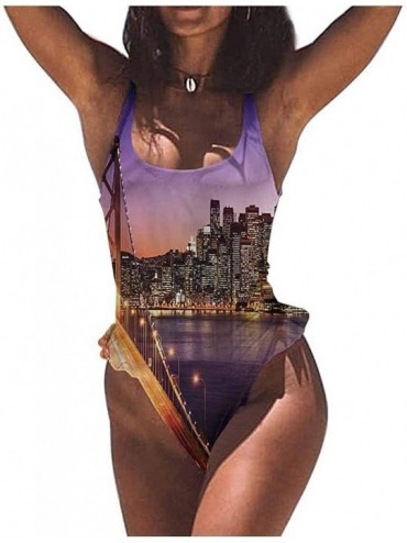 Bottoms Super Cute Bikini City- Urban Life Scene Hectic Night Adjustable to Fit Anyone - Multi 07-one-piece Swimsuit - C819E8...