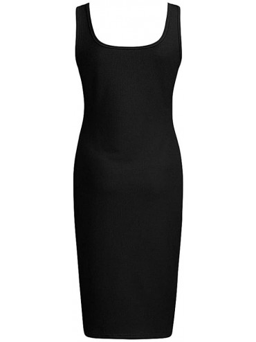 Cover-Ups African Club Dresses for Women Sexy Sleeveless Split Irregular Bodycon Solid Color Dress Teresamoon - Black - CF18U...