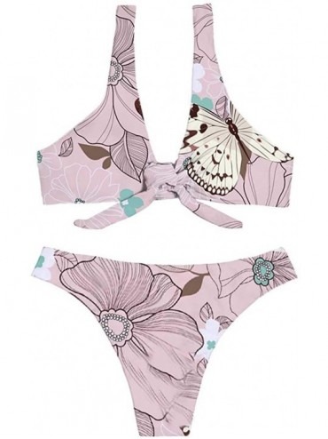 Sets Women's Bikini Swimsuit Fruit Floral Print Hawaiian Two Piece Bathing Suit Swimwear - Flower Butterfly - C21972E755R $23.74
