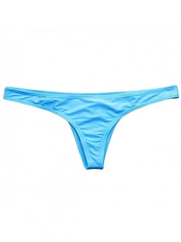 Bottoms Women's Sexy Bikini Thong Bottom Ruched Brazilian Beachwear Cheeky Swimwear - Z-blue - CZ18TX3LGTC $11.08