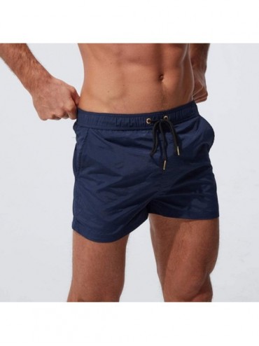 Trunks Men's Swimming Underwear Casual Loose Color Splicing Swim Trunks Quick-Dry Sport Beach Surfing Pants - B-navy - CO1979...