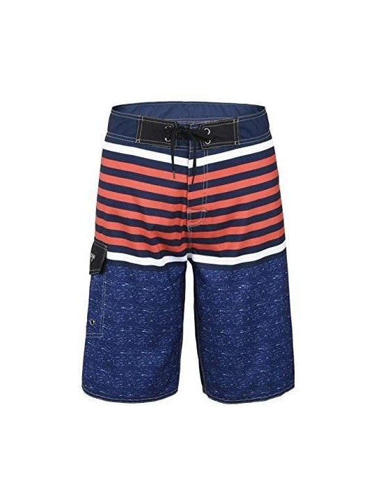 Board Shorts Men's Swim Trunks 22" Boardshort Beach Shorts Swimwear Quick Dry Surf Shorts - Blue Stripe - CB183LNLNC0 $10.78