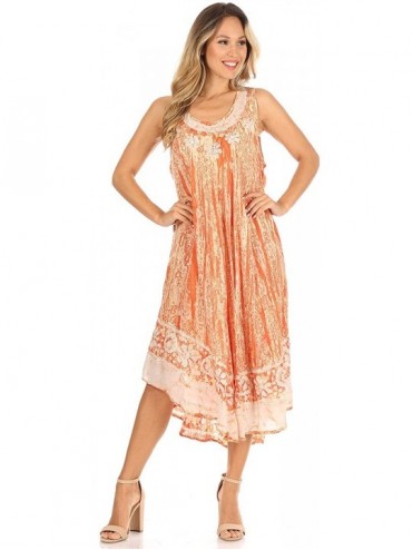 Cover-Ups Alexis Embroidered Long Sleeveless Floral Caftan Dress/Cover Up - Copper - C811X3UGIN9 $22.80