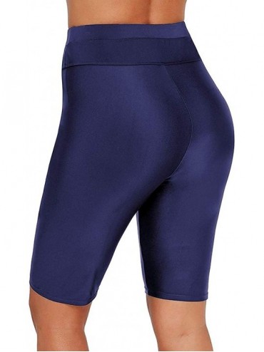 Tankinis Womens Long Board Short High Waisted Tankini Capris Swim Shorts Swim Pants Rash Guard Shorts - Blue - CA18QRR64TG $1...