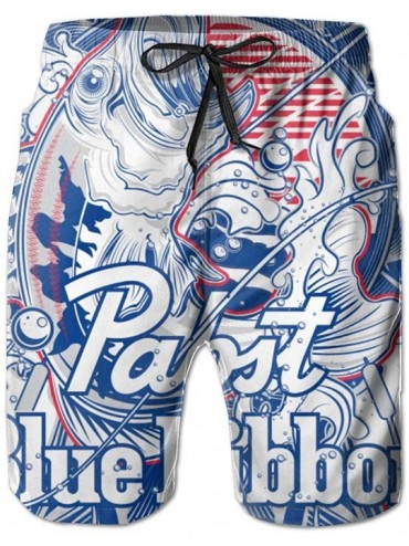 Trunks Pabst Blue Ribbon Men's Swimming Trunks Quick-Drying Beach Surfing Running Shorts Sports Breathable mesh Lining - CH19...