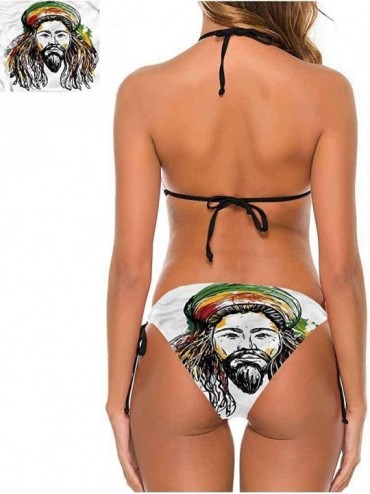 Bottoms Bikini Set Swimsuits Tie Side Bottom Triangle Rasta Man Sketch Portrait - Multi 01 - C5190EZ2SR2 $30.41