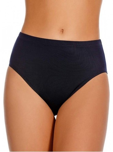 Bottoms Women's Swimwear Basic Swim Pant High Waist Slimming Brief Bathing Suit Bottom - Midnight - C118GTWOQQU $84.57