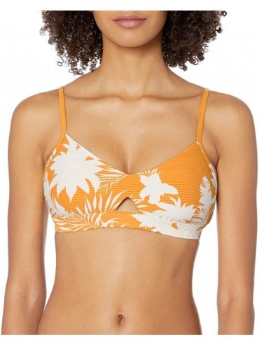 Tops Women's Active Hybrid Bralette Bikini Top Swimsuit with Center Keyhole Detail - Wild Tropics Saffron - C218T9ZA5HE $82.80