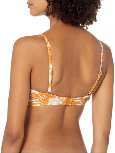 Tops Women's Active Hybrid Bralette Bikini Top Swimsuit with Center Keyhole Detail - Wild Tropics Saffron - C218T9ZA5HE $40.31