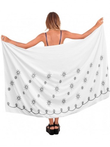 Cover-Ups Women's One Size Sarong Swimsuit Cover Up Summer Beach Wrap Embroidered - Ghost White_o537 - CQ11NC6S9IB $28.75