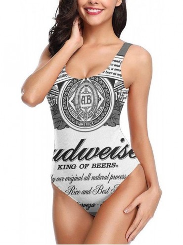 One-Pieces Women's Budweiser Swimsuit High Cut Low Back One Piece Swimwear Bathing Suits - Budwiser Beer2 - CO199UK0TRS $57.93
