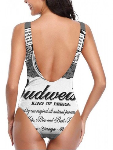 One-Pieces Women's Budweiser Swimsuit High Cut Low Back One Piece Swimwear Bathing Suits - Budwiser Beer2 - CO199UK0TRS $24.83