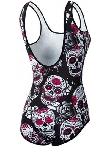 Racing Women One Piece Swimsuit Printed Swimwear Slimming Push Up Bathing Suit Summer Swimming Beachwear 05 Purple Black - C7...