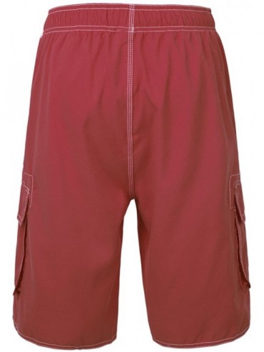 Board Shorts Men's Beachwear Board Shorts Quick Dry with Mesh Lining Swim Trunks - Red - CB12O1ZH6GW $17.23