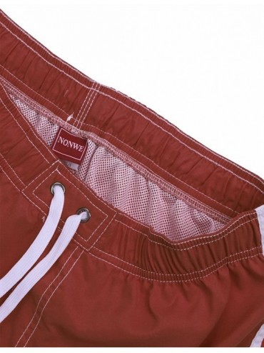 Board Shorts Men's Beachwear Board Shorts Quick Dry with Mesh Lining Swim Trunks - Red - CB12O1ZH6GW $17.23