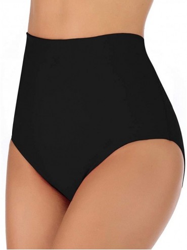 Tankinis Women's Ultra High Waist Bikini Bottoms Shape Control Ruched Swim Shorts Swimsuit Bottoms - Black - C518W6HGGCI $13.64