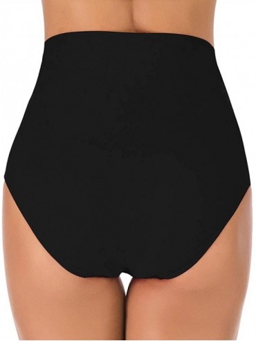 Tankinis Women's Ultra High Waist Bikini Bottoms Shape Control Ruched Swim Shorts Swimsuit Bottoms - Black - C518W6HGGCI $13.64