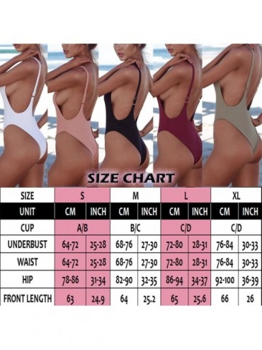 One-Pieces Women's One Piece Bikini High Cut Solid Swimsuits Retro Thong Monikini C. - Milk Green - C218E7KIDN4 $20.06