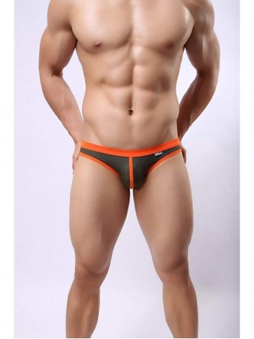 Briefs Men's Underwear Stretch Bikini Mesh Briefs - 3p-pink Blue+army Green+royal Blue - CU193W6HG3G $20.47