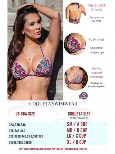 Tops Coqueta Swimwear Women's Brazilian Bikini Triangle Top Non Padded Sexy Separates - Cabana - C418WG875KQ $18.81
