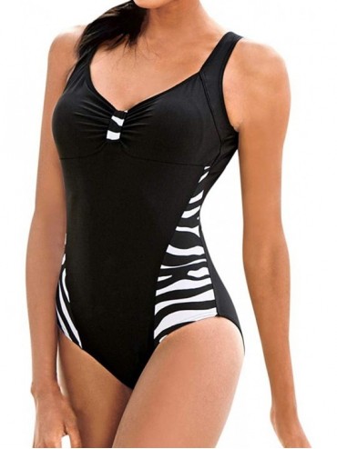 Racing Women's Conservative Athletic Racerback One Piece Training Swimsuit Swimwear Bathing Suit - Black - CF1945NMEKY $33.62