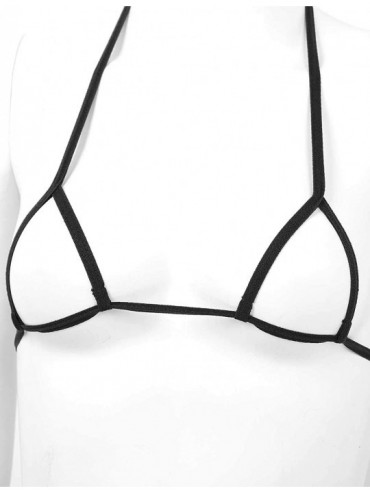 Sets Women's Hollow Out Bra Top Micro Thongs Bikini Set Extreme Swimsuit Beachwewar - Black 1 - CG198348QLM $15.15