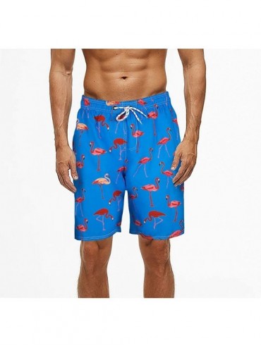 Board Shorts Men's Swim Trunks Quick Dry Board Shorts Beach Holiday Bathing Suit Print Swimwear - 33 Blue - CI18X2XAOMM $17.85