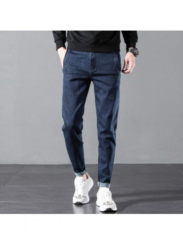 Rash Guards Men's Plus Size Jeans Fashion Slim Fit Stretch Jogger Premium Denim Pant with Elastic Waist - Blueb - CN18Z28EIOE...