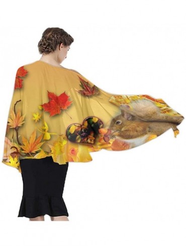 Cover-Ups Women Fashion Shawl Wrap Summer Vacation Beach Towels Swimsuit Cover Up - Fall Maple Squirrel - C8190H22Q9N $21.31