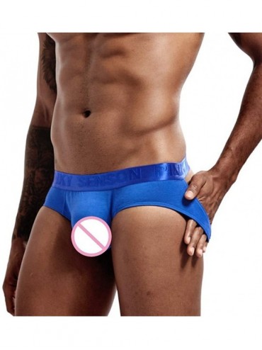 Briefs Men's Sexy Bikini Briefs Underwear Transparent See Through Shorts Hot Lip Print Underpants - Blue - C118TGGI2LT $12.20
