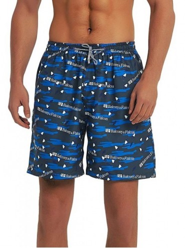 Board Shorts Men's Board Shorts Quick Dry Swim Trunks Lightweight Sportswear - Logo Navy - CO18OYD3EEY $17.58