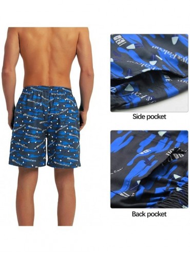 Board Shorts Men's Board Shorts Quick Dry Swim Trunks Lightweight Sportswear - Logo Navy - CO18OYD3EEY $9.98