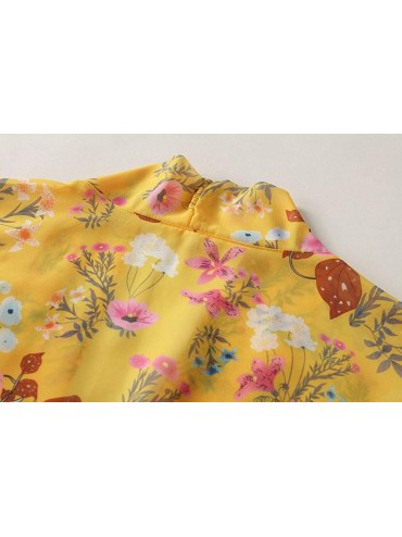 Cover-Ups Women's Tops Loose Chiffon Kimono Cardigan Beach Swim Cover up Blouse - Yellow2 - C5190O097II $15.57