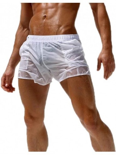 Board Shorts Men's Casual Sexy Shorts Translucent Swim Trunks Beach Pants Quick-Dry - White - CI18TT7KGQ9 $27.98