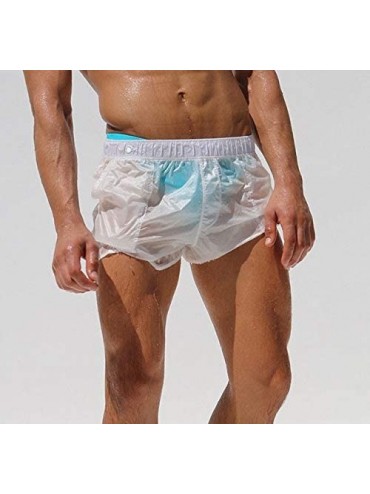 Board Shorts Men's Casual Sexy Shorts Translucent Swim Trunks Beach Pants Quick-Dry - White - CI18TT7KGQ9 $16.79