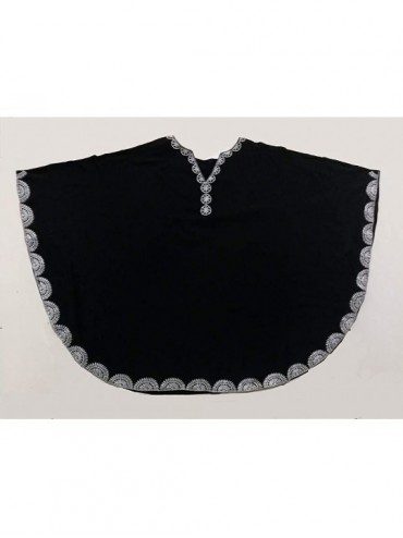 Cover-Ups Women's Embroidered Tunic Tops Rayon Beach Mini Dress Bikini Swimsuit Cover Up Swimwear - Black - CK188IEKZ9T $12.02