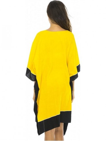 Cover-Ups Womens Short African Beach Swim Suit Cover Up Caftan Poncho - Women Pot Yellow - C612CKPNXC1 $43.66