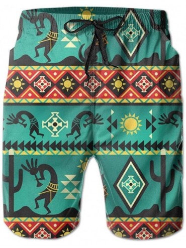 Board Shorts Southwestern Native American Kokopelli Men's Beach Trunks Board Pants with Mesh Lining Quickly Drying Swimsuits ...