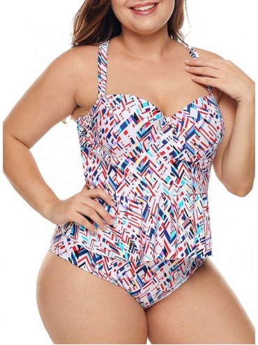 Sets Womens Plus Size High Waist Fringe Swimwear Two Piece Swimsuit - Geo - CB18LQGE5U9 $58.45