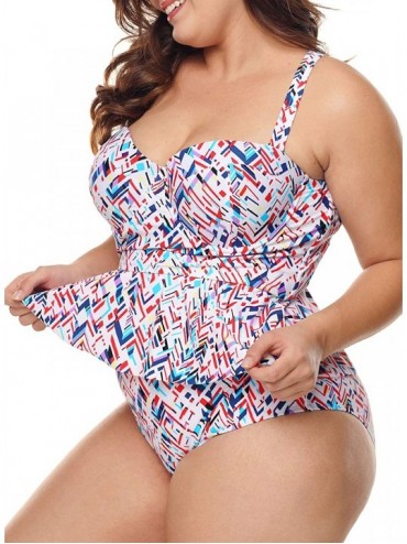 Sets Womens Plus Size High Waist Fringe Swimwear Two Piece Swimsuit - Geo - CB18LQGE5U9 $30.95