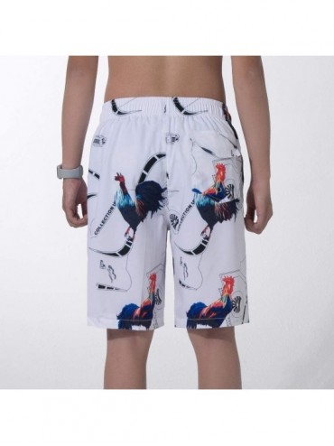 Board Shorts Men's Swim Trunks Fashion Board Shorts Bathing Suits Elastic Waist with Pocket Drawstring M-XXXL - White - CE193...